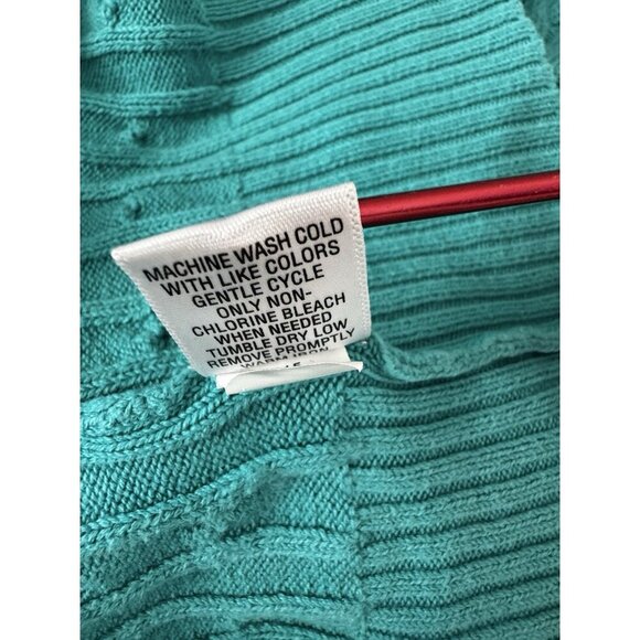 Merona Womens XXL Teal Cable Knit Sweater Classic Preppy Y2K Retro Fisherman Fit - Picture 6 of 9